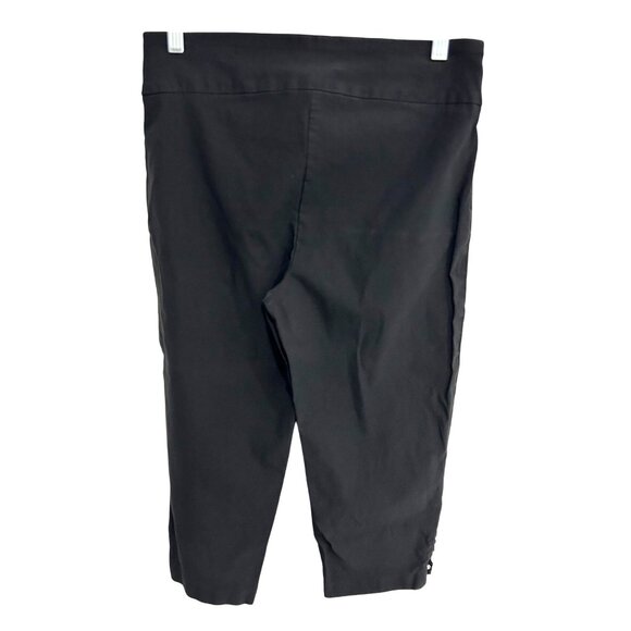 Attyre Petite Black Capri Pants Rhinestone Button Detail - Picture 2 of 9